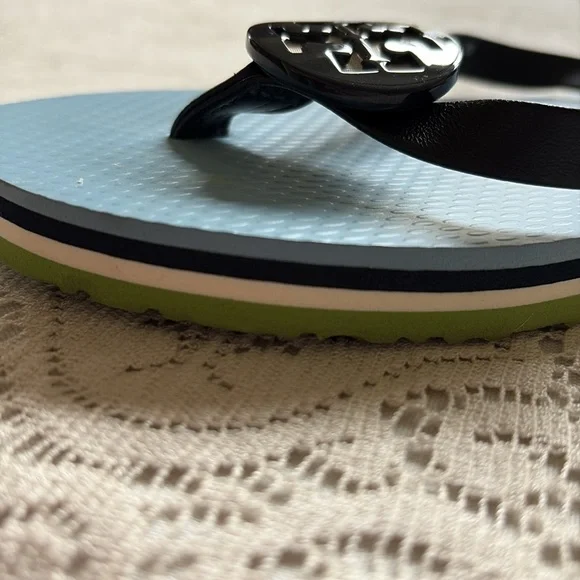 Tory Burch Blue and Black Flip Flops - Picture 5 of 6